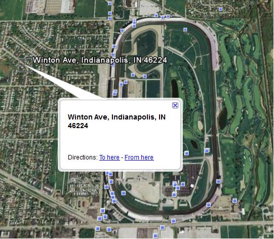 Map - Winton Avenue relative to the Indianapolis Motor Speedway
